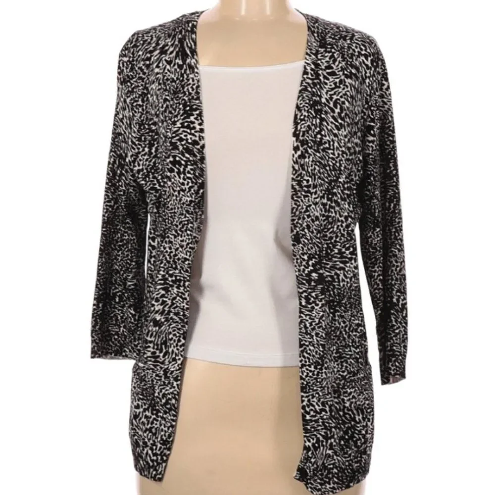 Jones New York Collection Animal Print Cardigan size medium - Picture 1 of 2